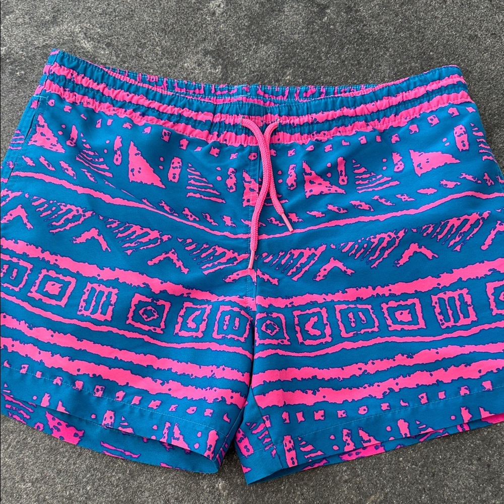 Chubbies Vibrant Blue and Pink Swim Trunks 5 in